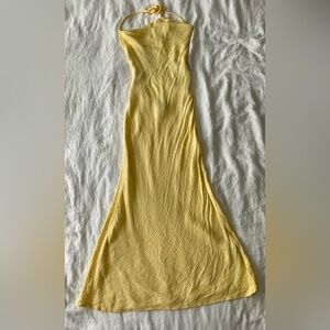 Forever 21 Lemon Backless Halter Dress